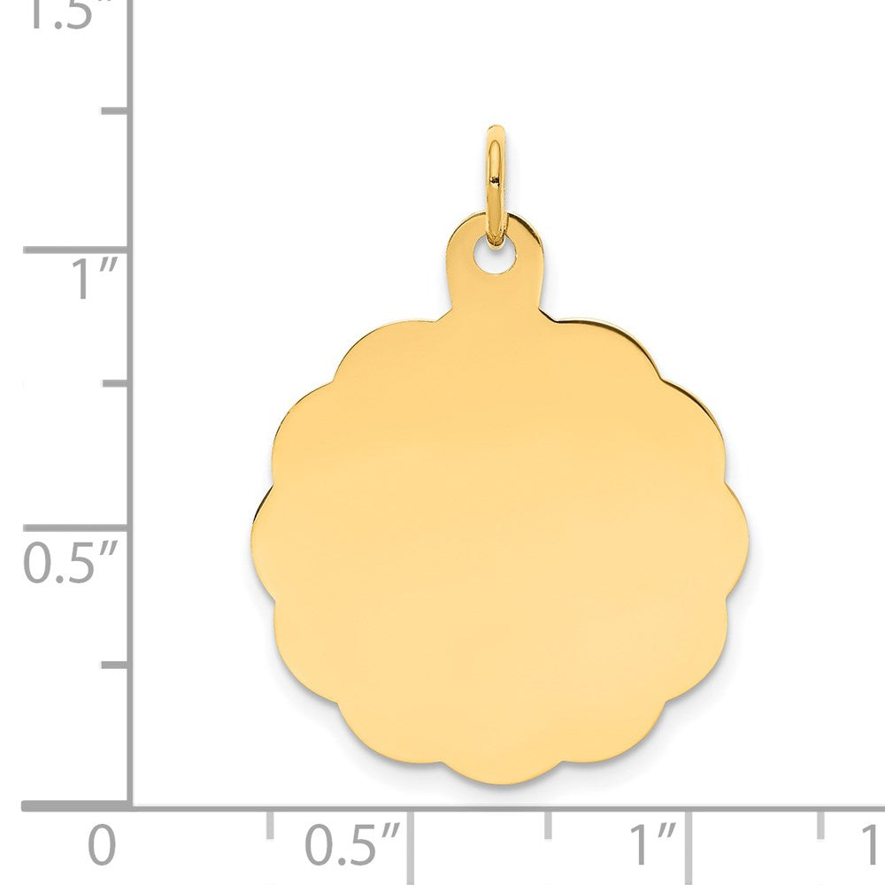 14k .027 Gauge Engravable Round Scalloped 26x23mm Disc Charm