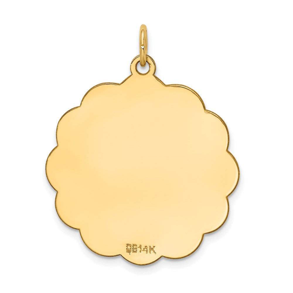 14k .018 Gauge Engravable Round Scalloped 28x25mm Disc Charm