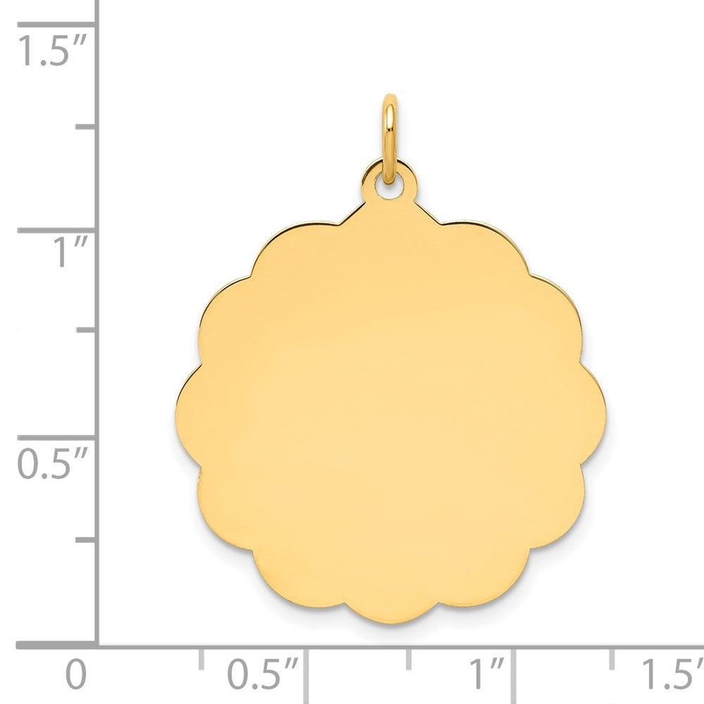 14k .018 Gauge Engravable Round Scalloped 28x25mm Disc Charm