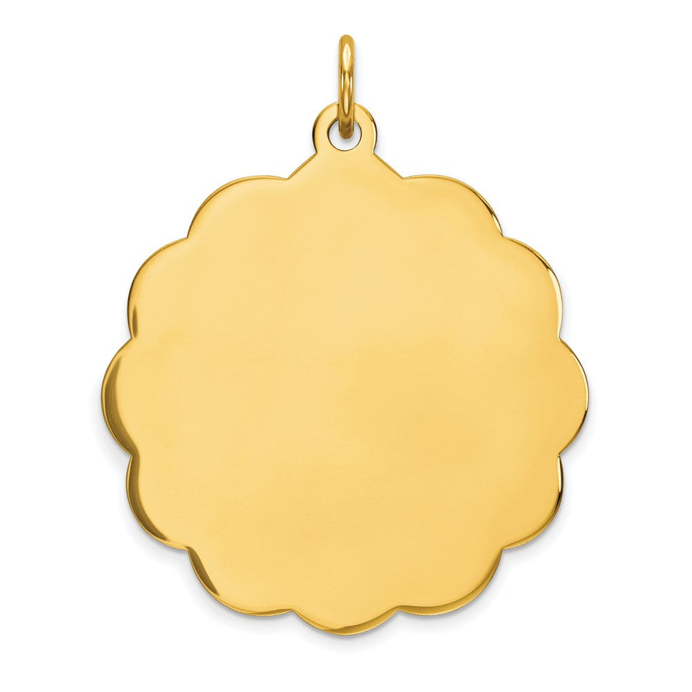 14k .018 Gauge Engravable Round Scalloped 28x25mm Disc Charm
