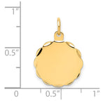 14k Etched Edge .018 Gauge Engravable Round Scalloped 18x15mm Disc Charm