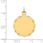14k Etched Edge .035 Gauge Engravable Round Scalloped 22x19mm Disc Charm