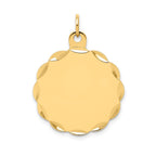 14k Etched Edge .035 Gauge Engravable Round Scalloped 22x19mm Disc Charm