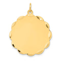 14k Etched Edge .035 Gauge Engravable Round Scalloped 28x25mm Disc Charm