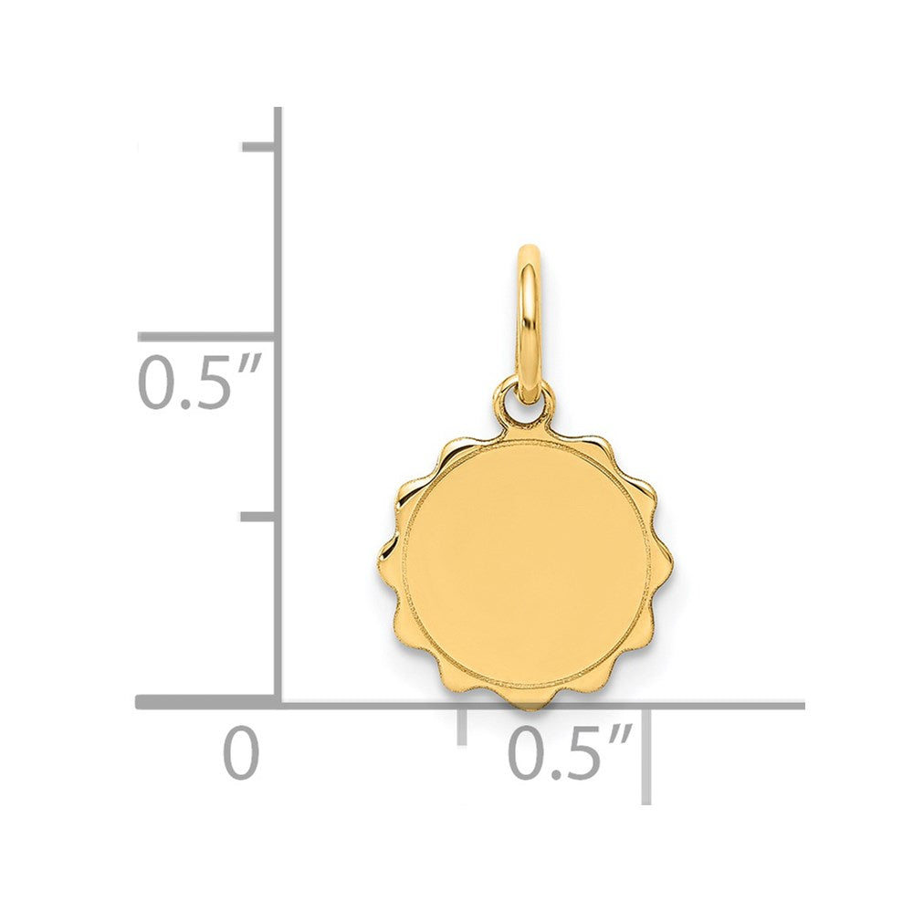 14k .013 Gauge Engravable Round Scalloped 12x10mm Disc Charm