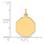 14k Plain .018 Gauge Engravable Octagonal 17x15mm Disc Charm