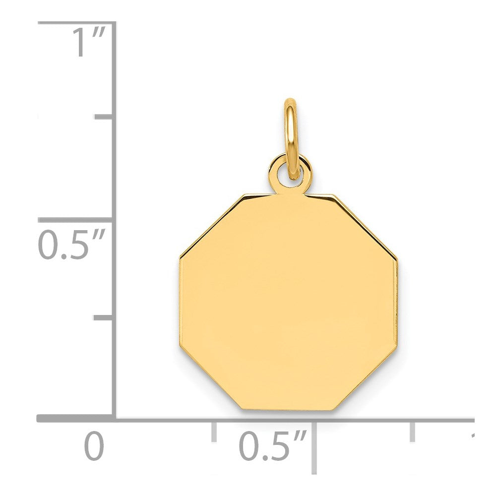 14k Plain .018 Gauge Engravable Octagonal 17x15mm Disc Charm