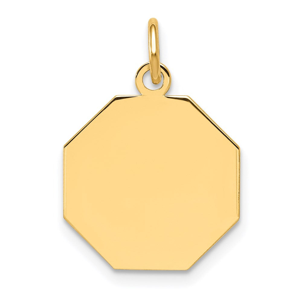 14k Plain .013 Gauge Engravable Octagonal 17x15mm Disc Charm