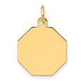 14k Plain .018 Gauge Engravable Octagonal 17x15mm Disc Charm