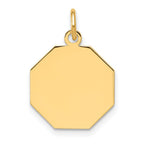 14k Plain .018 Gauge Engravable Octagonal 17x15mm Disc Charm