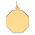 14k Plain .027 Gauge Engravable Octagonal 21x19mm Disc Charm