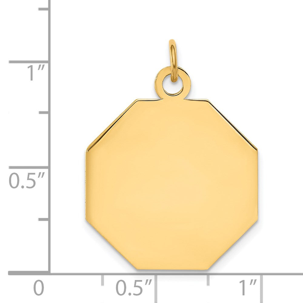 14k Plain .013 Gauge Engravable Octagonal 23x21mm Disc Charm