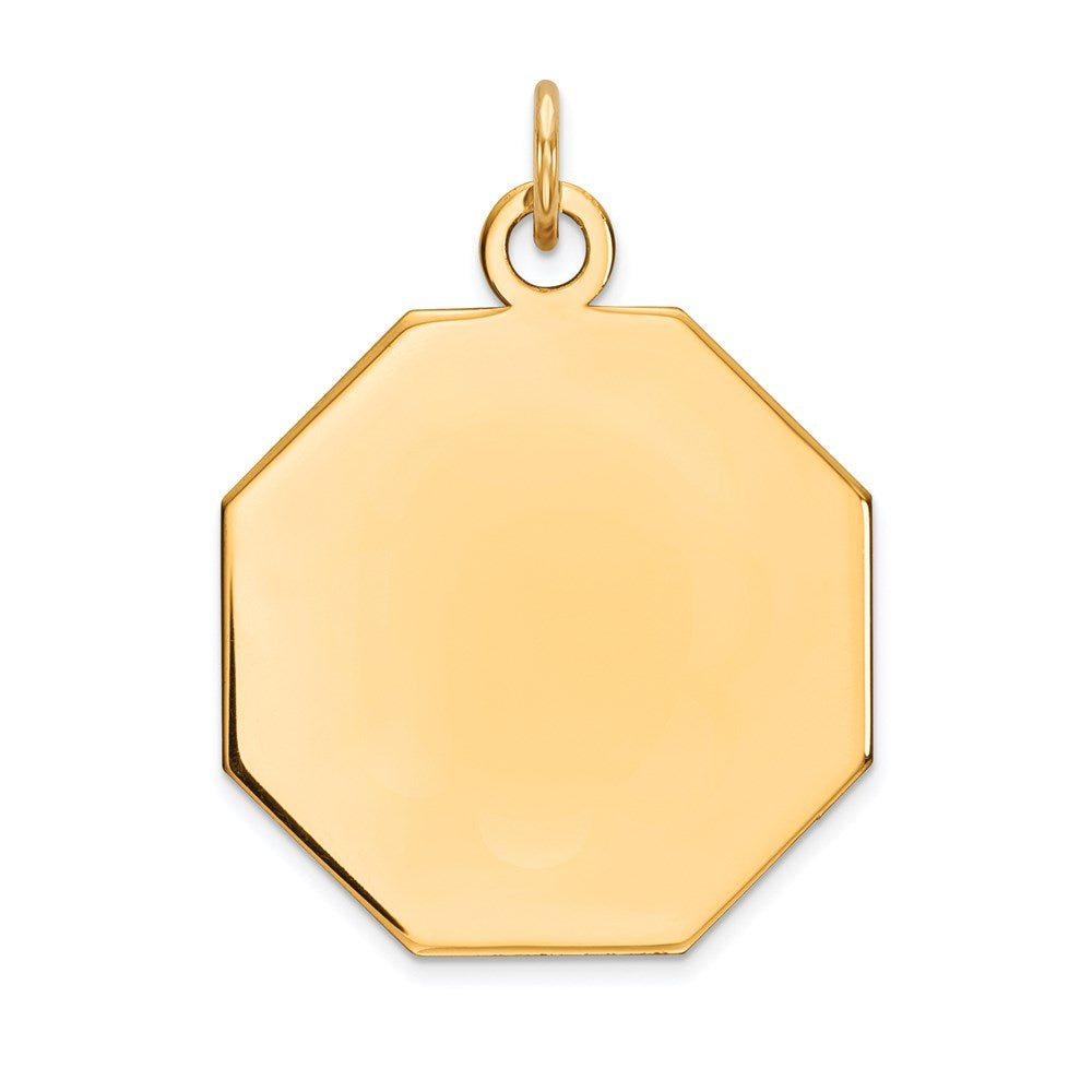 14k Plain .013 Gauge Engravable Octagonal 23x21mm Disc Charm