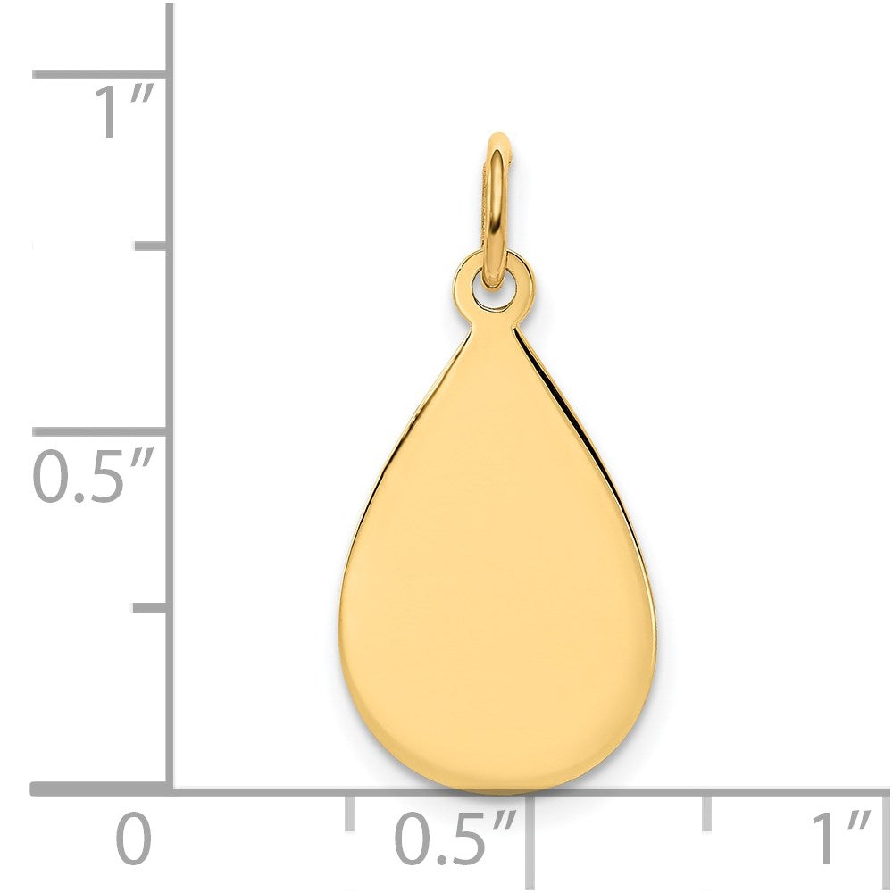 14k Plain .009 Gauge Engravable Raindrop 20x11mm Disc Charm