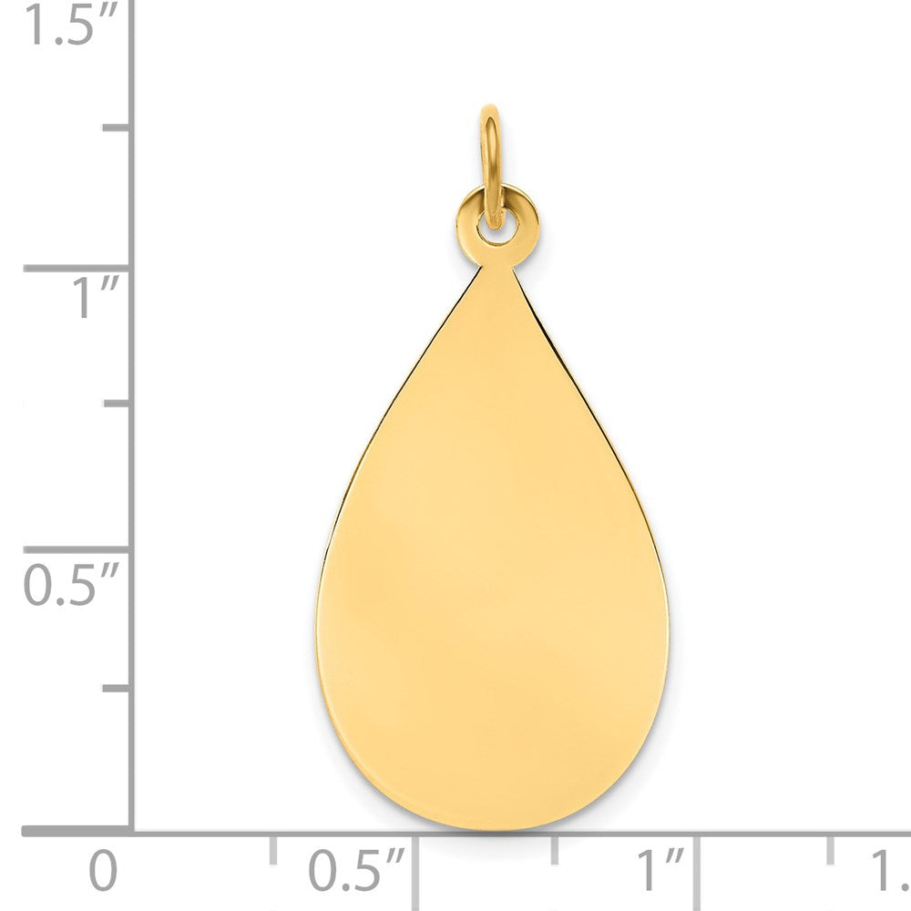 14k Plain .009 Gauge Engravable Raindrop 30x16mm Disc Charm