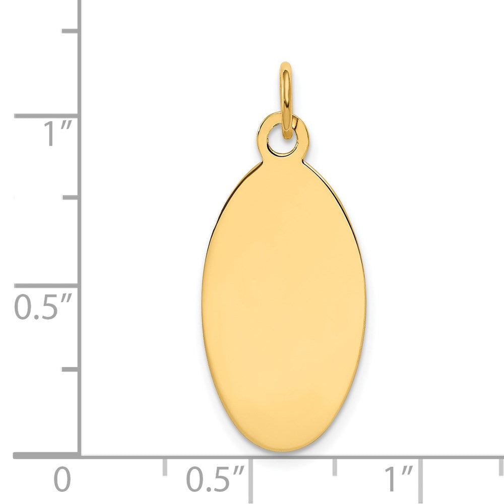 14k Plain 22x12.5mm .013 Gauge Engravable Elliptical Disc Charm