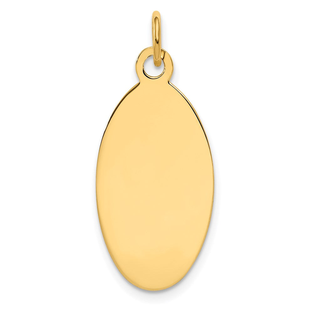 14k Plain 22x12.5mm .013 Gauge Engravable Elliptical Disc Charm