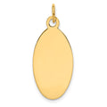 14k Plain 22x12.5mm .018 Gauge Engravable Elliptical Disc Charm