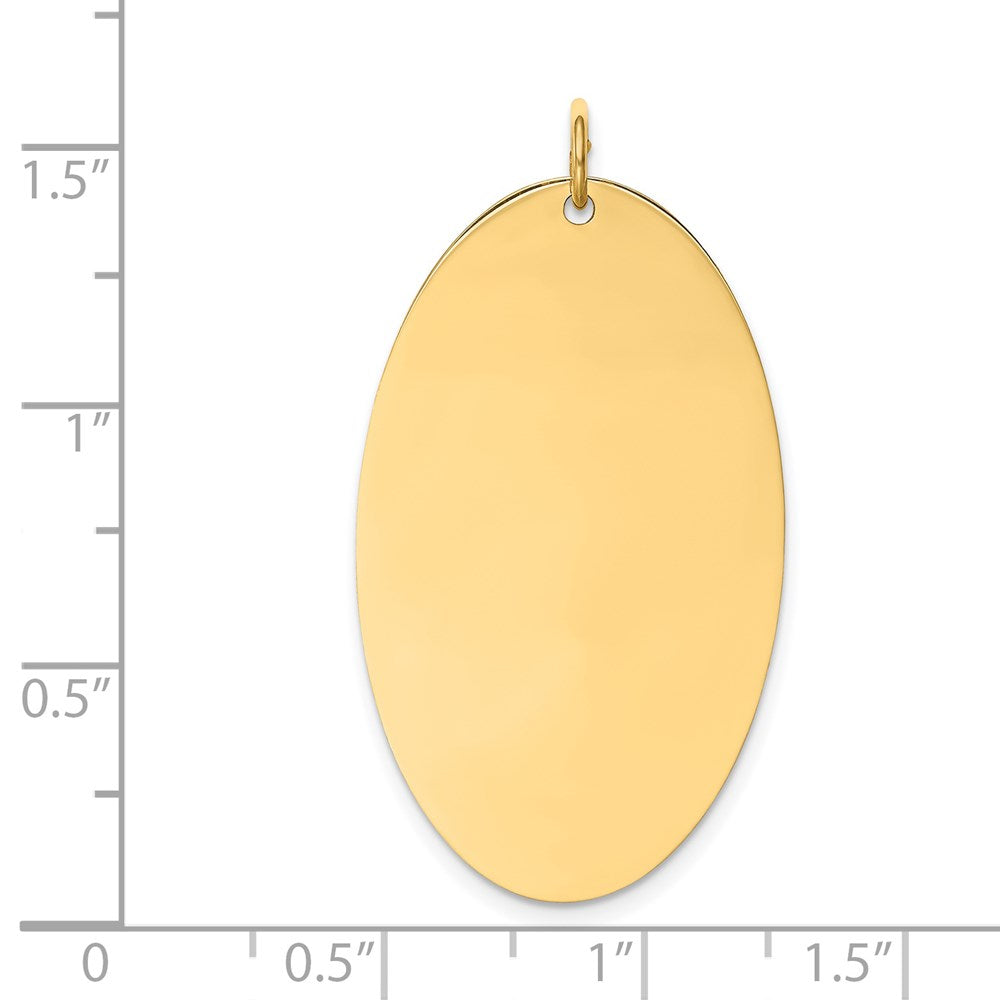 14k Plain .027 Gauge Engravable Elliptical 36x21mm Disc Charm