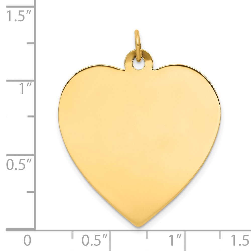 14k Plain .018 Gauge Engravable Heart 30x28mm Disc Charm