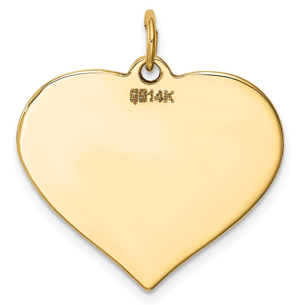 14k Plain .018 Gauge Engraveable Heart 22x24mm Disc Charm