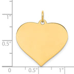 14k Plain .035 Gauge Engraveable Heart 22x24mm Disc Charm