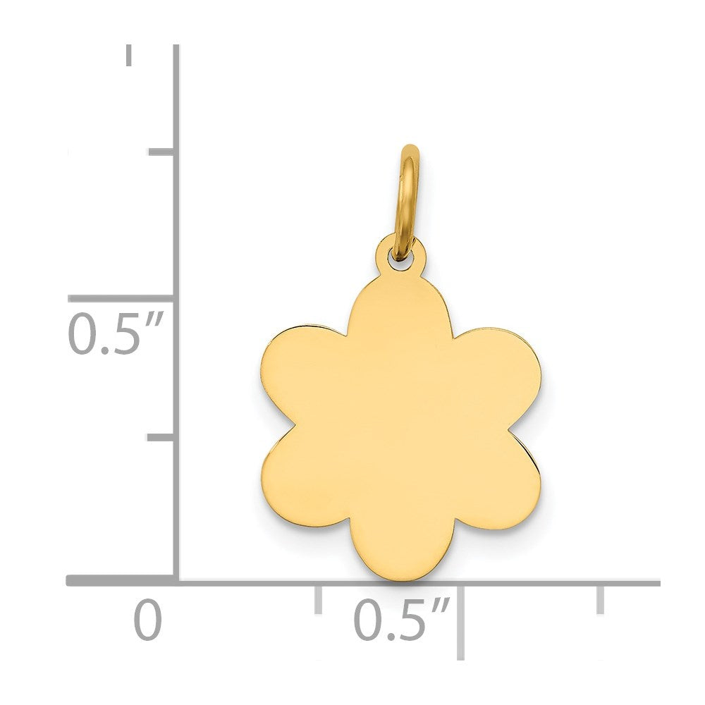 14k Plain .018 Gauge Engravable Flower 16x12mm Disc Charm