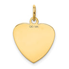 14k Etched Design .013 Gauge Engravable Heart 18x15mm Disc Charm
