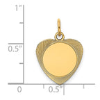 14k Etched Design .013 Gauge Engravable Heart 18x15mm Disc Charm
