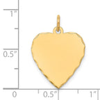 14k Etched Edge .018 Gauge Engravable Heart 21x17mm Disc Charm