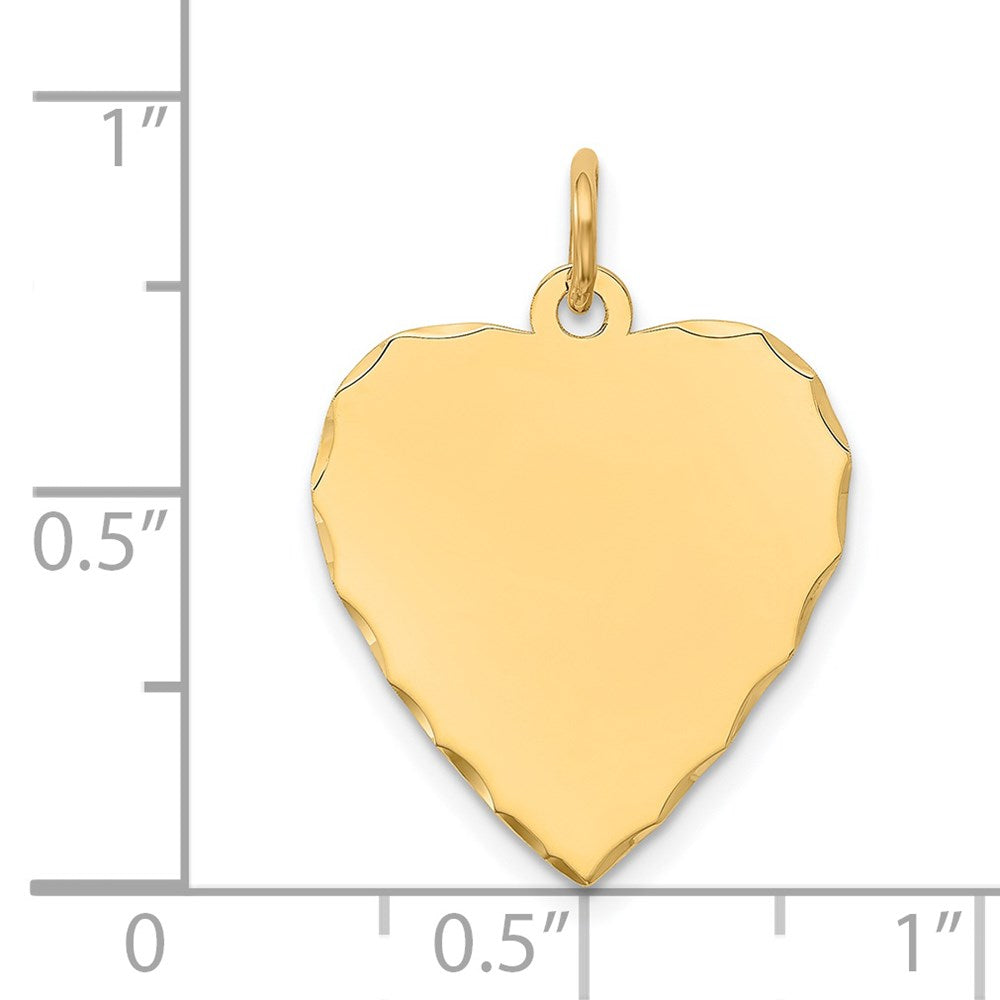 14k Etched Edge .013 Gauge Engravable Heart 21x17mm Disc Charm