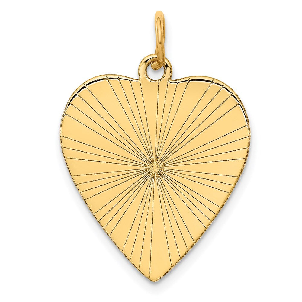 14k Etched Design .018 Gauge Engravable Heart 24x19mm Disc Charm