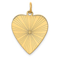 14k Etched Design .018 Gauge Engravable Heart 24x19mm Disc Charm