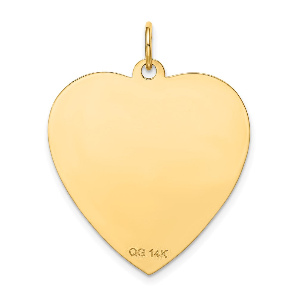 14k Etched Design .018 Gauge Engravable Heart 28x24mm Disc Charm