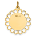 14k Plain .013 Gauge Engravable Round Flower 24x21mm Disc Charm
