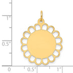 14k Plain .013 Gauge Engravable Round Flower 24x21mm Disc Charm