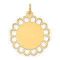 14k Plain .018 Gauge Engravable Round Flower 24x21mm Disc Charm