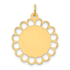 14k Plain .013 Gauge Engravable Round Flower 24x21mm Disc Charm