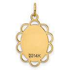 14k Plain .013 Gauge Engravable Oval Flower 21x15mm Disc Charm