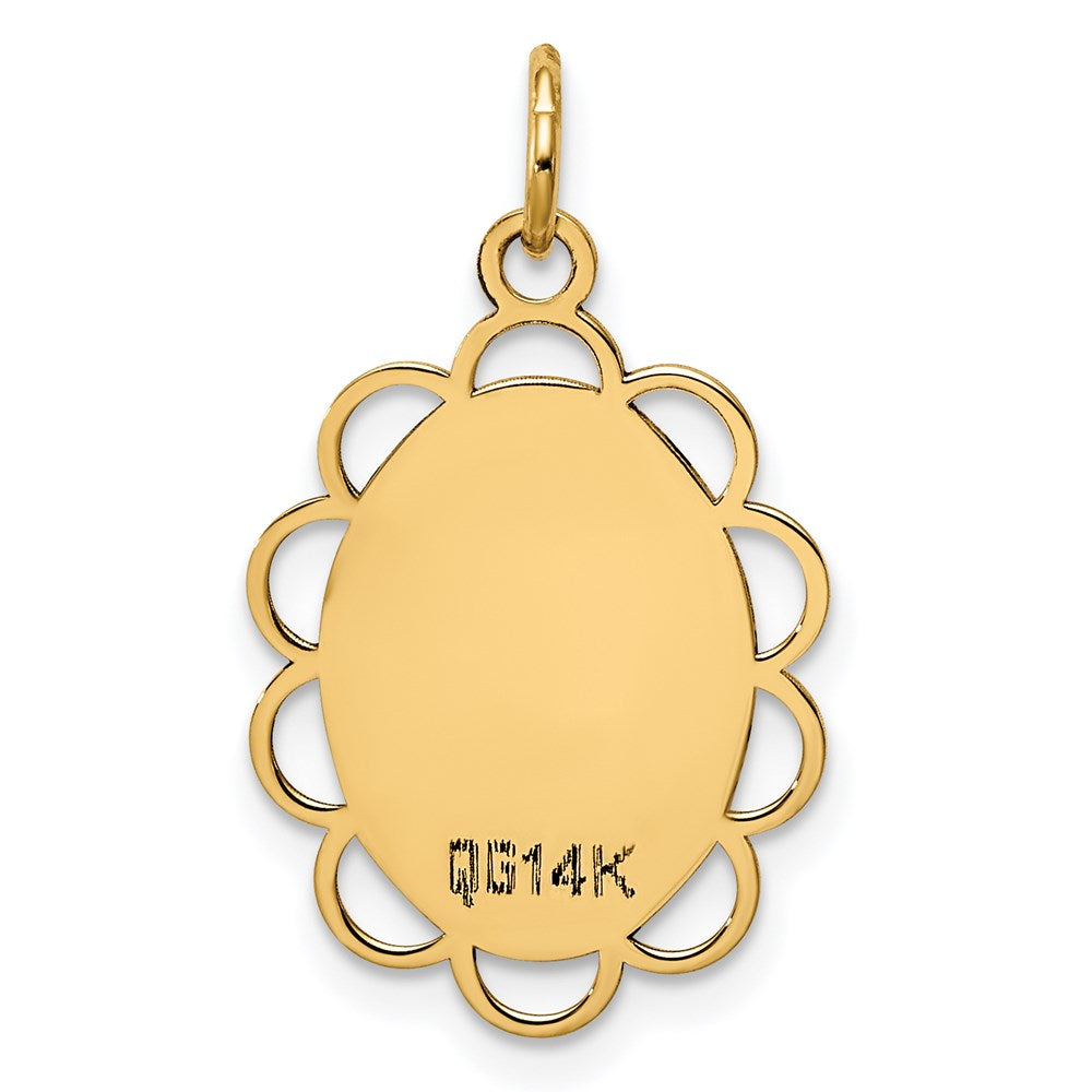 14k Plain .013 Gauge Engravable Oval Flower 21x15mm Disc Charm