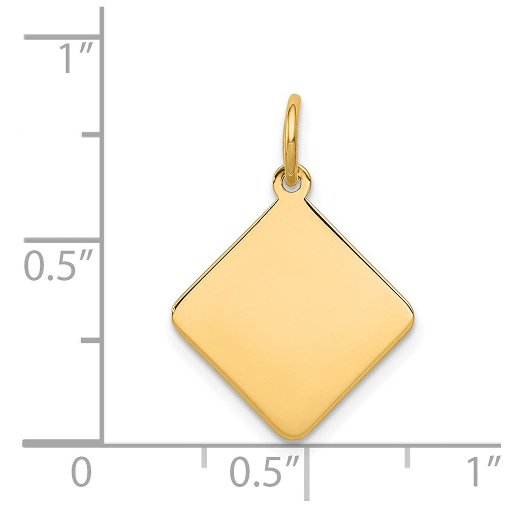 14k Plain .018 Gauge Diamond-Shaped Engravable 16.5x15mm Disc Charm