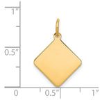 14k Plain .018 Gauge Diamond-Shaped Engravable 16.5x15mm Disc Charm