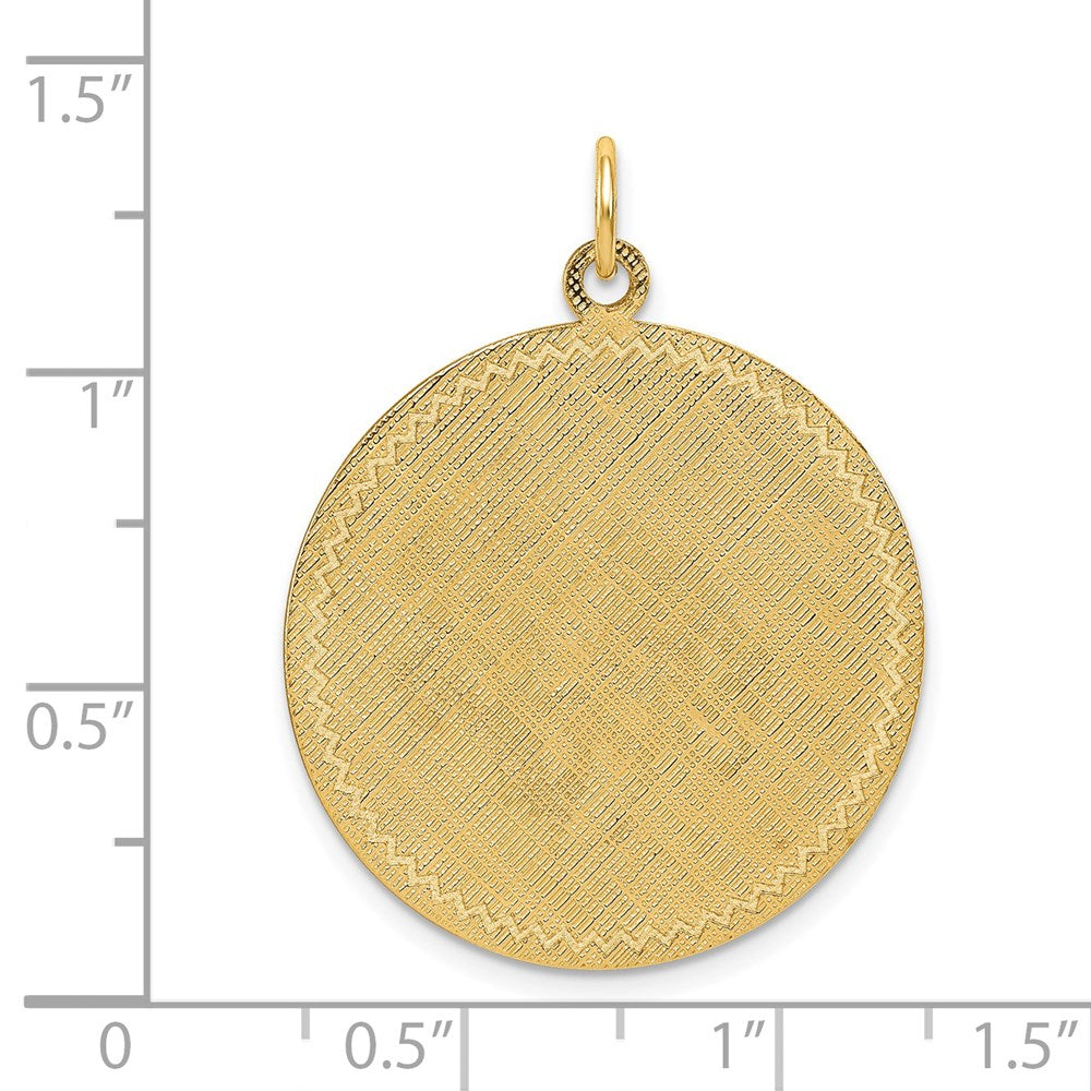 14k Patterned with Zig-Zag Edge .018 Gauge Round Engravable 29x26mm Disc with Satin Back