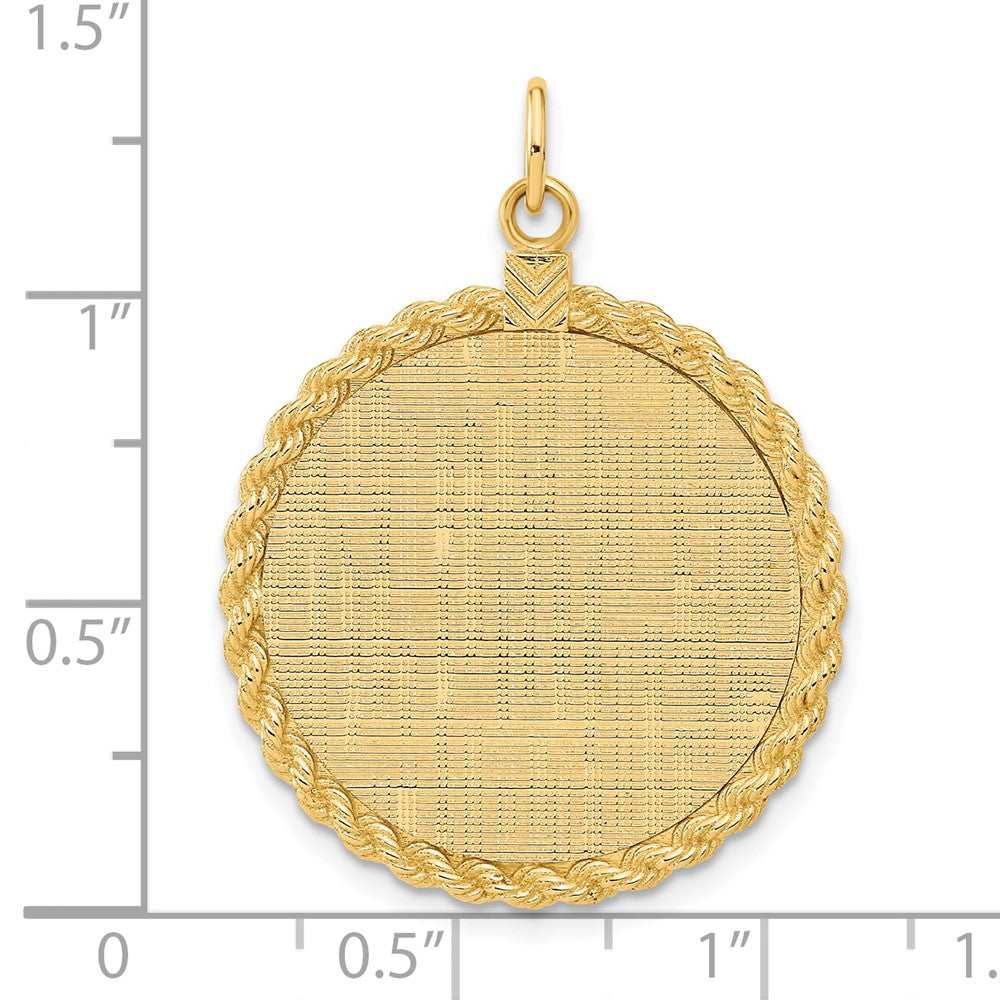 14k Patterned with Rope Edge .013 Gauge Engravable Round 31x26mm Disc with Satin Back