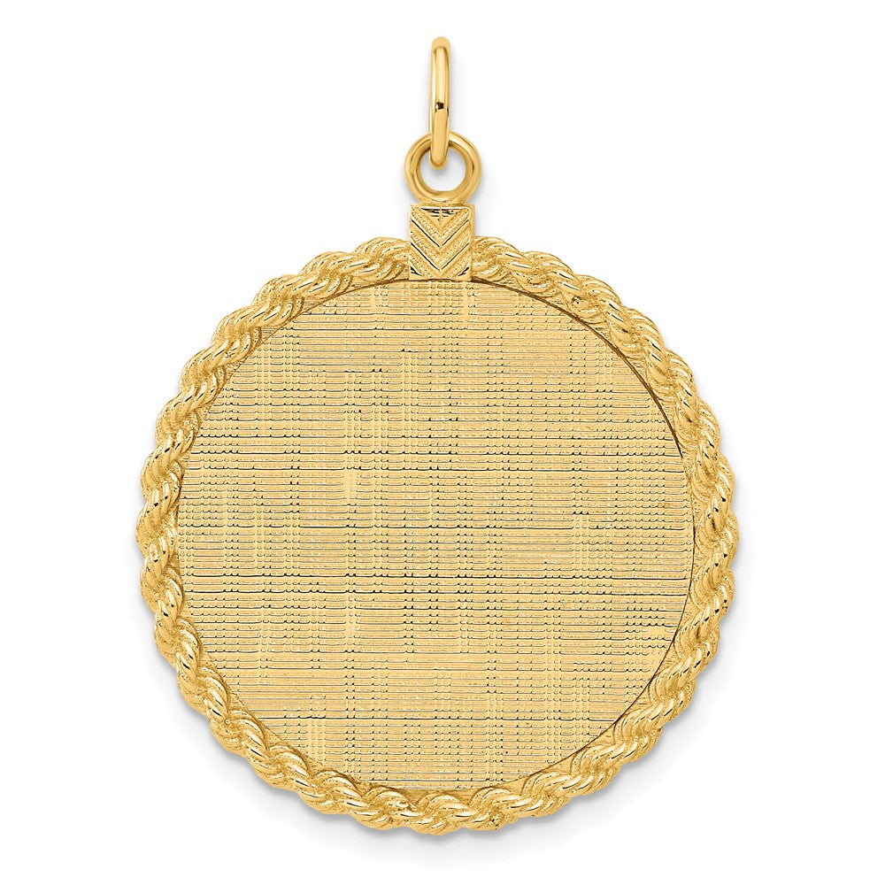 14k Patterned with Rope Edge .013 Gauge Engravable Round 31x26mm Disc with Satin Back