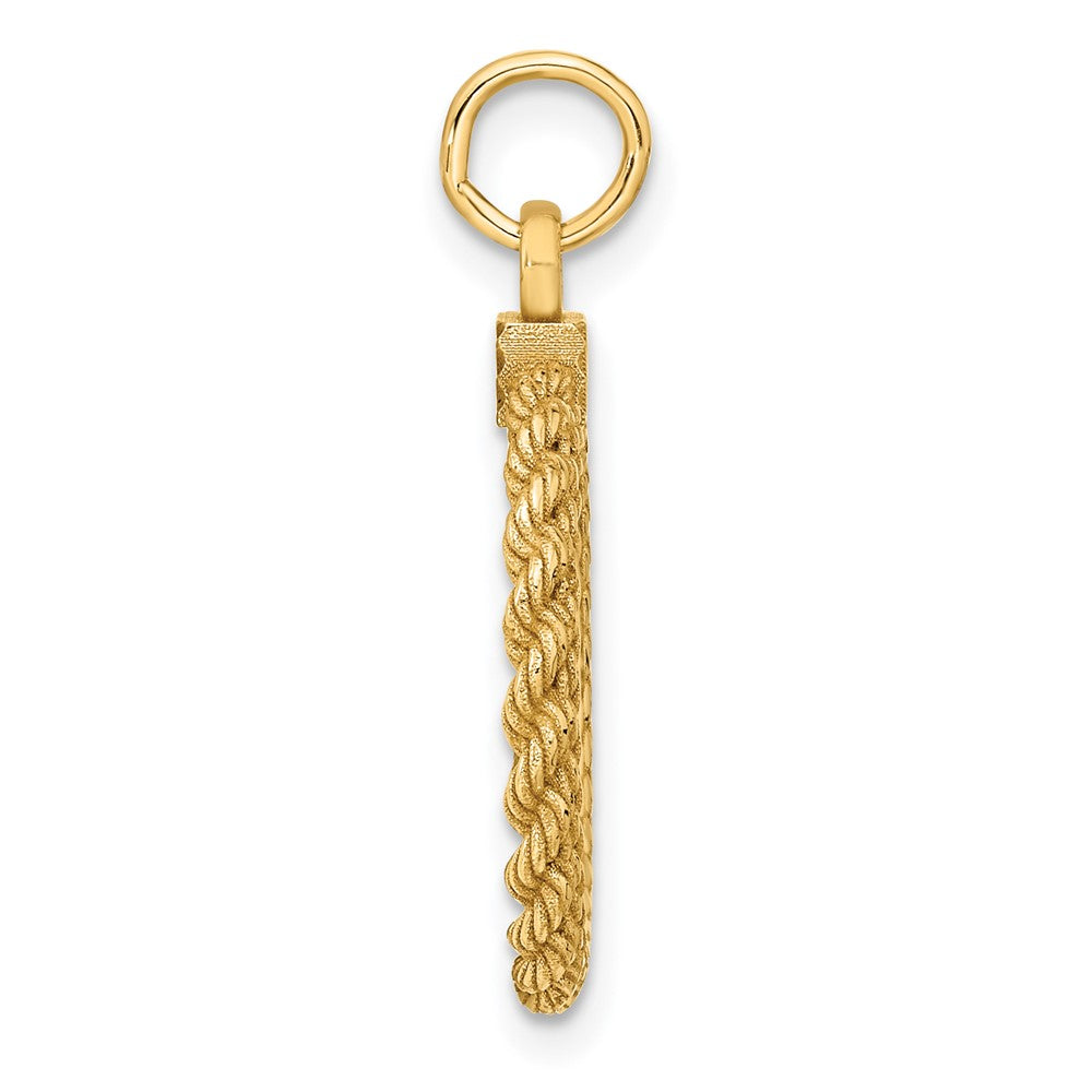 14k Plain .013 Gauge Round Engravable 22x17mm Disc with Rope Edge Charm
