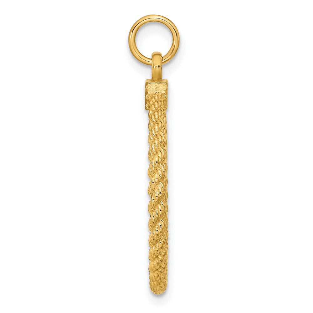 14k Plain .013 Gauge Round Engravable 27x21mm Disc with Rope Edge Charm