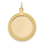 14k Plain .013 Gauge Round Engravable 27x21mm Disc with Rope Edge Charm