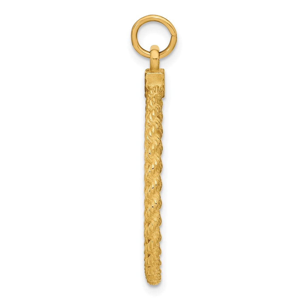 14k Plain .013 Gauge Round Engravable 31x26mm Disc with Rope Edge Charm