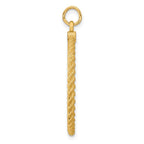 14k Plain .013 Gauge Round Engravable 34x28mm Disc with Rope Edge Charm